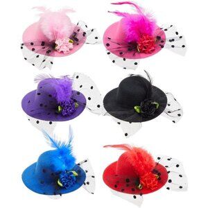 Tea Party Hats for Women - 4-Inch Pack of 6 Multicolor - Clip-On Mini